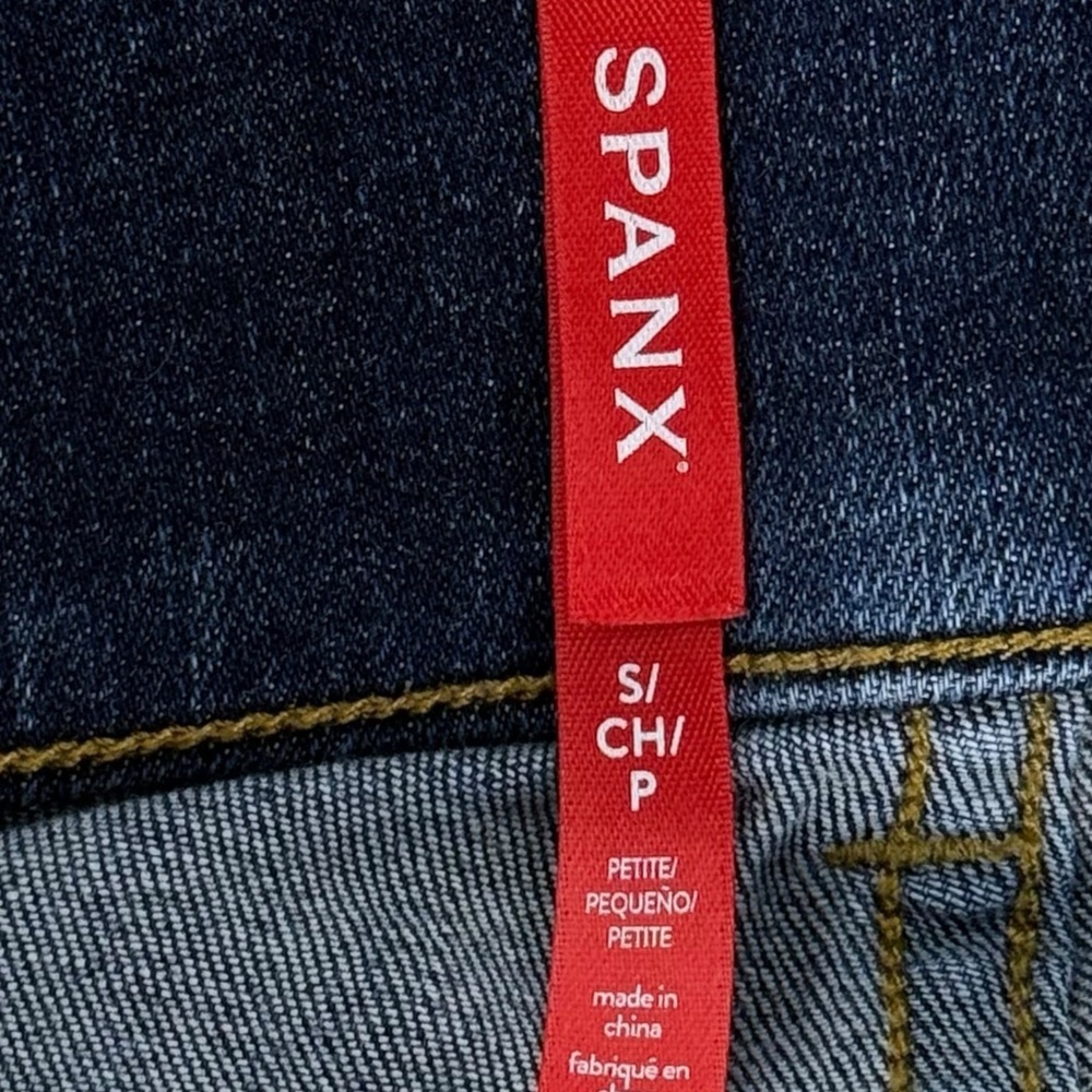 SPANX Womens Small Petite Flare Jeans Blue Pull On Stretch 20327Q Denim Cotton - Picture 8 of 11